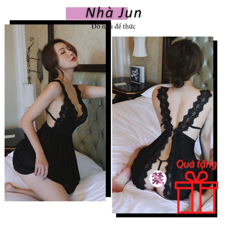 Đồ ngủ sexy váy ngủ sexy chất liệu lụa bo thun co dãn có khoá cài chất vải voan lụa mỏng Nhà Jun mang đến đầm ngủ gợi cảm hay váy ngủ gợi cảm quyến rủ Váy ngủ sexy có dây điều chỉnh Đồ ngủ để thức NJ06 Màu Đen