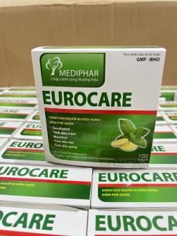 Viên uống Ho Dầu Eurocare fort - Giúp giảm ho, viêm họng, viêm phế quản, thông thoáng mũi họng - Hộp 100 viên