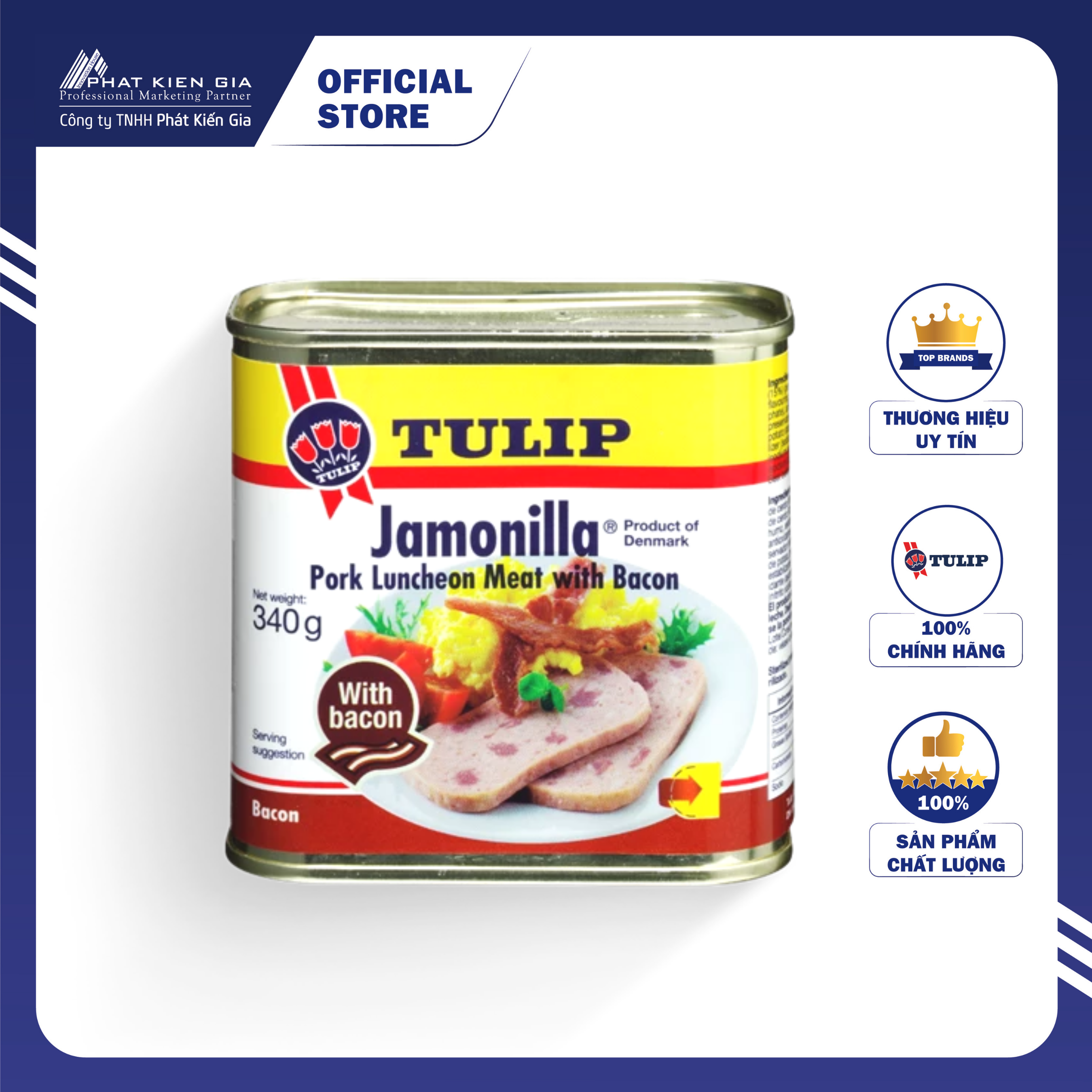 Thịt Heo Hộp Tulip Xông Khói Bacon 340g (Đan Mạch) - Date 07/12/2026 - LỖI NHẸ