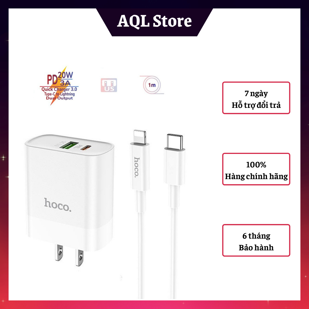 Bộ sạc nhanh qc3.0 pd20w 2 cổng sạc tiện lợi - củ sạc kèm dây cáp sạc type c to lightning, type c to type c cho điện thoại ip, samsung, xiaomi