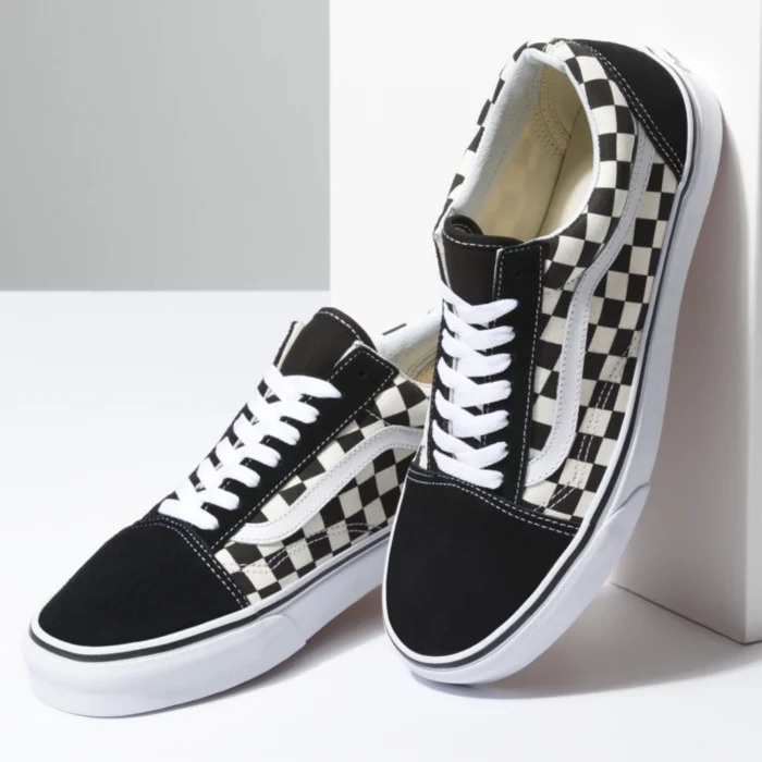 White old skool sales vans checkered