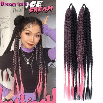 Wig Braid colorful three-strand braid 60cm gradual change small braid braid dirty braid wig ponytail