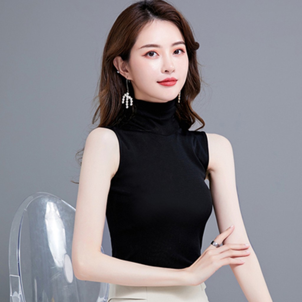 Áo sát nách cổ lọ thun lụa hàng VNXK