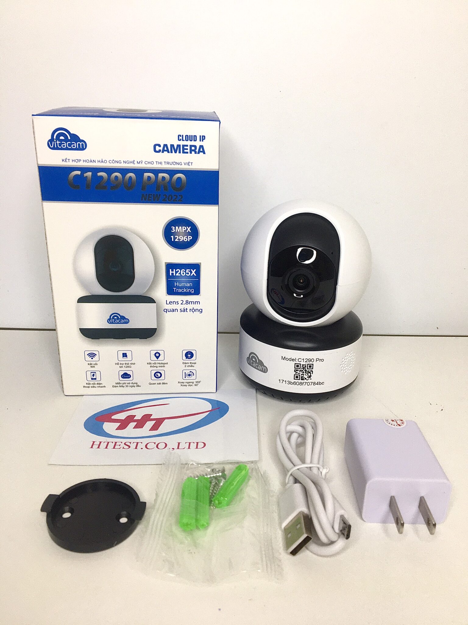 Camera ip wifi vitacam c1290 pro 3.0mp ultra hd kèm thẻ nhớ 64g