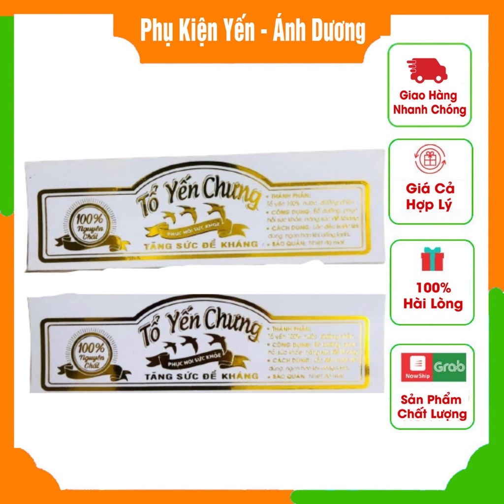 Combo 10 tem dán hũ thủy tinh yến ép kim vàng cao cấp