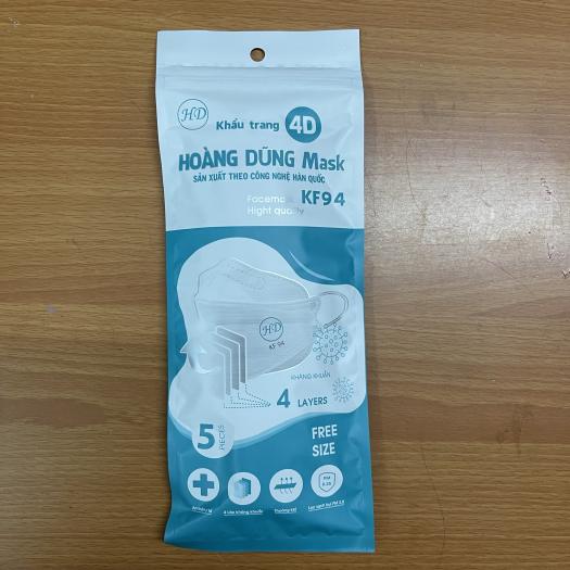 Set 100 Khẩu Trang KF94 Hoàng Dũng Mask 4D - Khẩu Trang Kháng Khuẩn, Chống Bụi Mịn