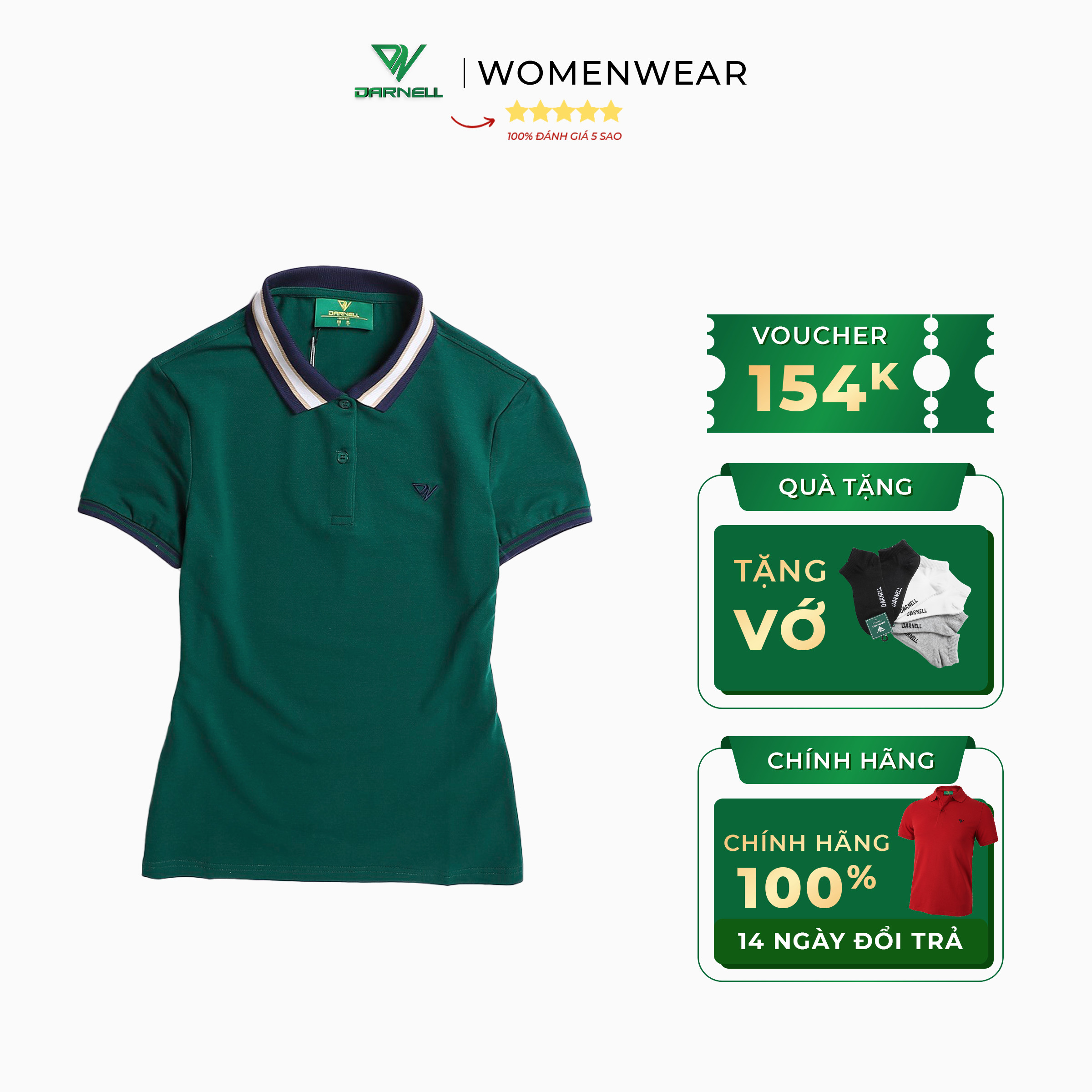 Áo phông polo nữ DARNELL tay ngắn chất cotton cực mềm mại form tôn dáng, thoáng mát năng động bền màu DN3500