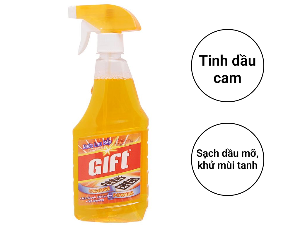 Chai nước xịt lau bếp gift 520ml hương cam