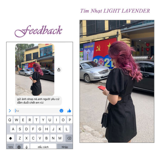 Thuốc nhuộm tóc màu tím Lavender lên từ level 8 ( Tặng trợ Nhuộm ) Màu nhuộm tóc tại nhà tone tím