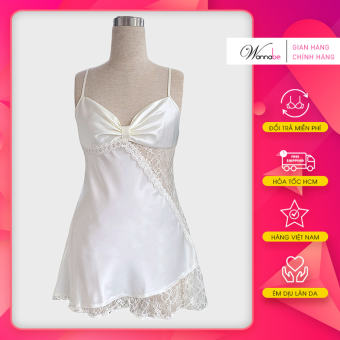 Đầm ngủ phi lụa cao cấp Wannabe DNS29 phối ren sườn nữ tính nhẹ nhàng