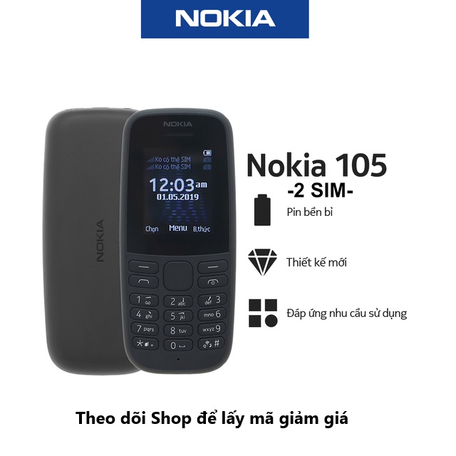Điện thoại nokia 105 2 sim 2 sóng - pin cực trâu - sóng cực khỏe