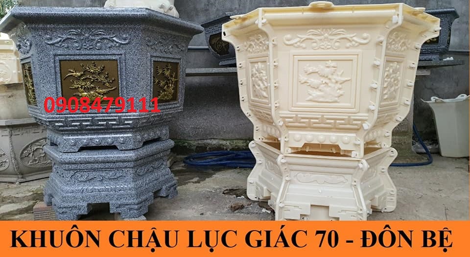 Khuôn đúc chậu abs lục giác 70 và chân đôn bệ cao 25