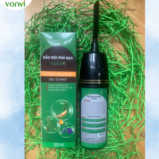 Dầu gội phủ bạc đen tóc VONVI sau 10 phút với thiết kế lược chải 200ml