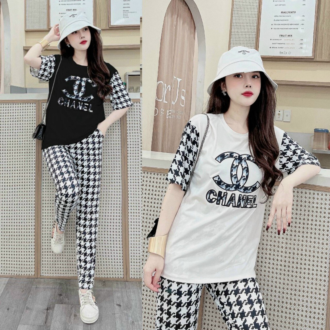 Đô bộ thun form rộng họa tiết đắp chữ C