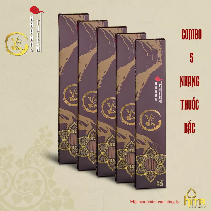 Combo 5 hộp Nhang Thuoc Bắc có tăm - Nhang thảo dược, nhang trị liệu hương thảo mộc an toàn cho sức khoẻ