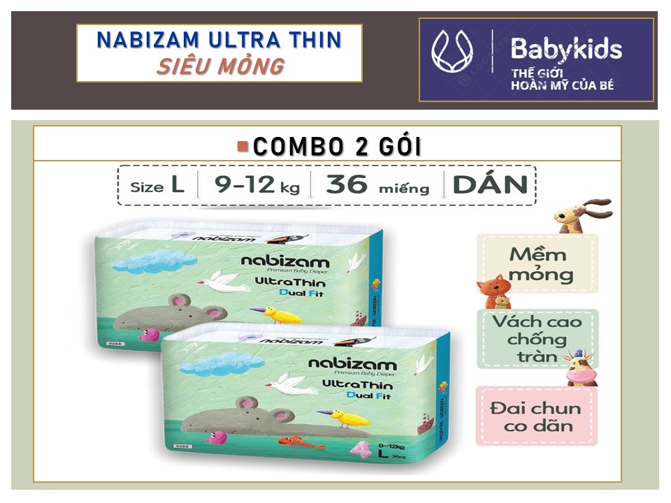 [CHÍNH HÃNG]COMBO 2 bịch Bỉm/tã NABIZAM ULTRA Nội Địa Hàn Quốc cao cấp đủ size S44/M40/L36/XL32/M32/L30/XL26/XXL22/XXXL20