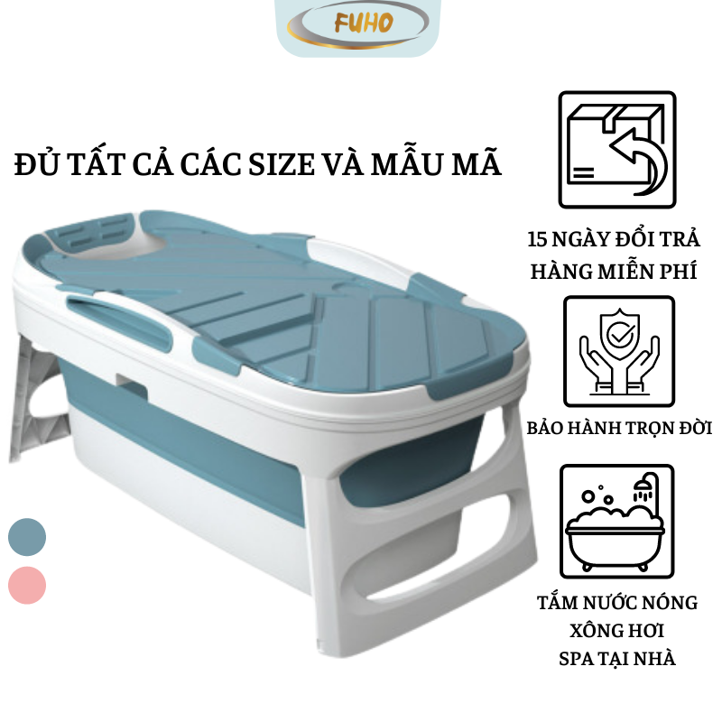 Bồn tắm gấp gọn cho người lớn FUHO chất liệu nhựa PP và hạt nhựa TPE, có thể làm bể bơi cho bé đổi trả miễn phí