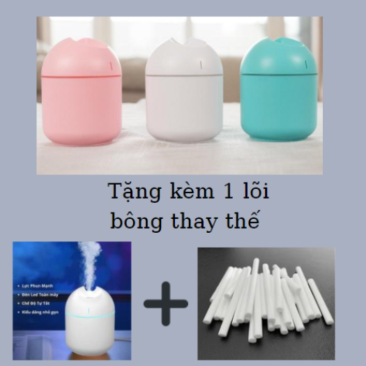 Máy xông tinh dầu mini - kết hợp đèn ngủ , máy tạo độ ẩm , khuếch tán hương lâu xa 250ml hương thơm tự nhiên - Phù hợp cho phòng điều hòa, máy lạnh- Tặng kèm lõi bông thay thế