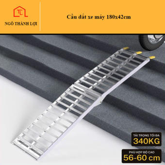 Cầu dắt xe máy (Dốc lên xe) hợp kim nhôm 180x42cm cho thềm nhà từ 56 - 60cm