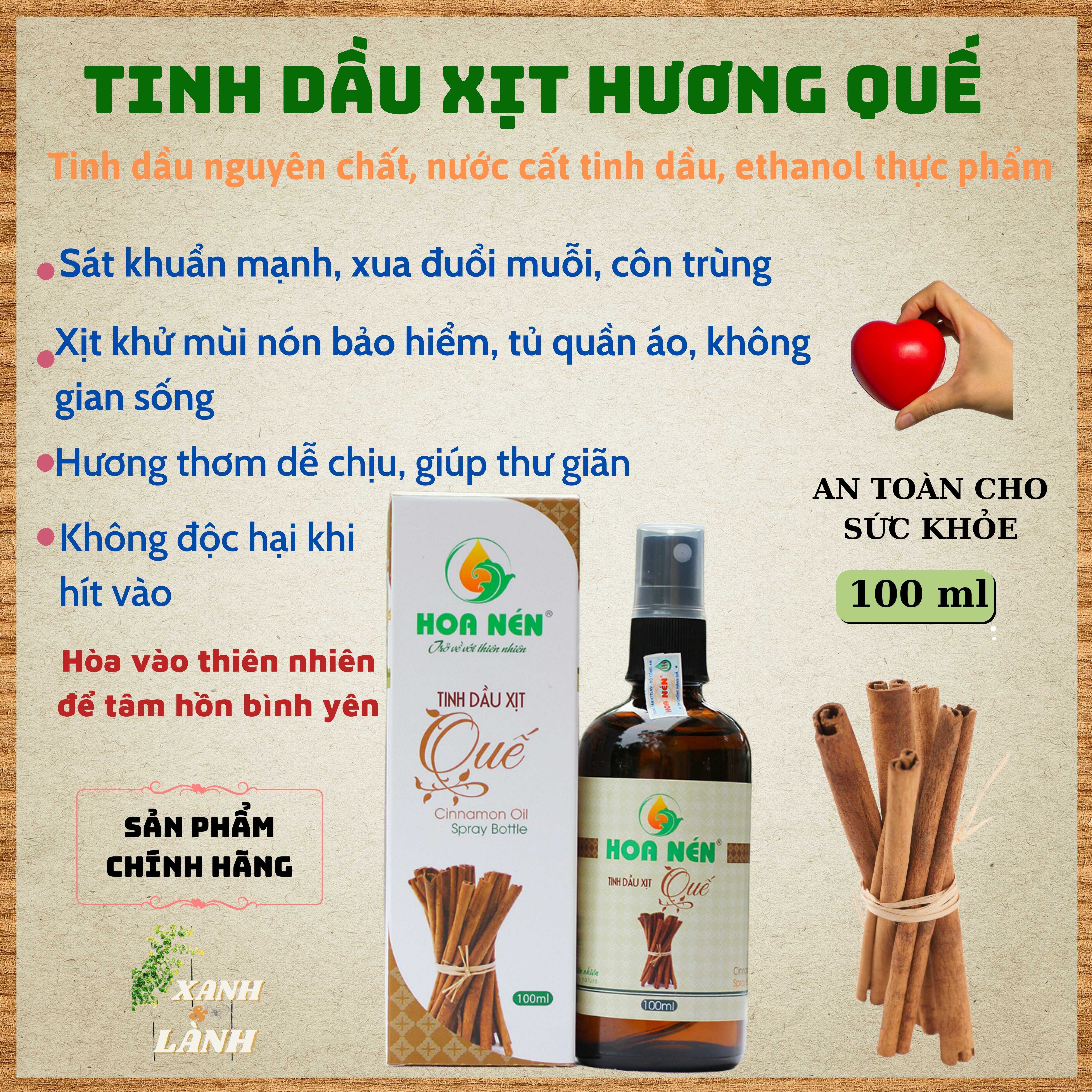 CHAY XỊT TINH DẦU HƯƠNG QUẾ XỊT KHỬ MÙI PHÒNG, TỦ QUẦN ÁO, GIÀY DÉP CHO HƯƠNG THƠM DỄ CHỊU TỪ QUẾ Hoa Nén 100 ml