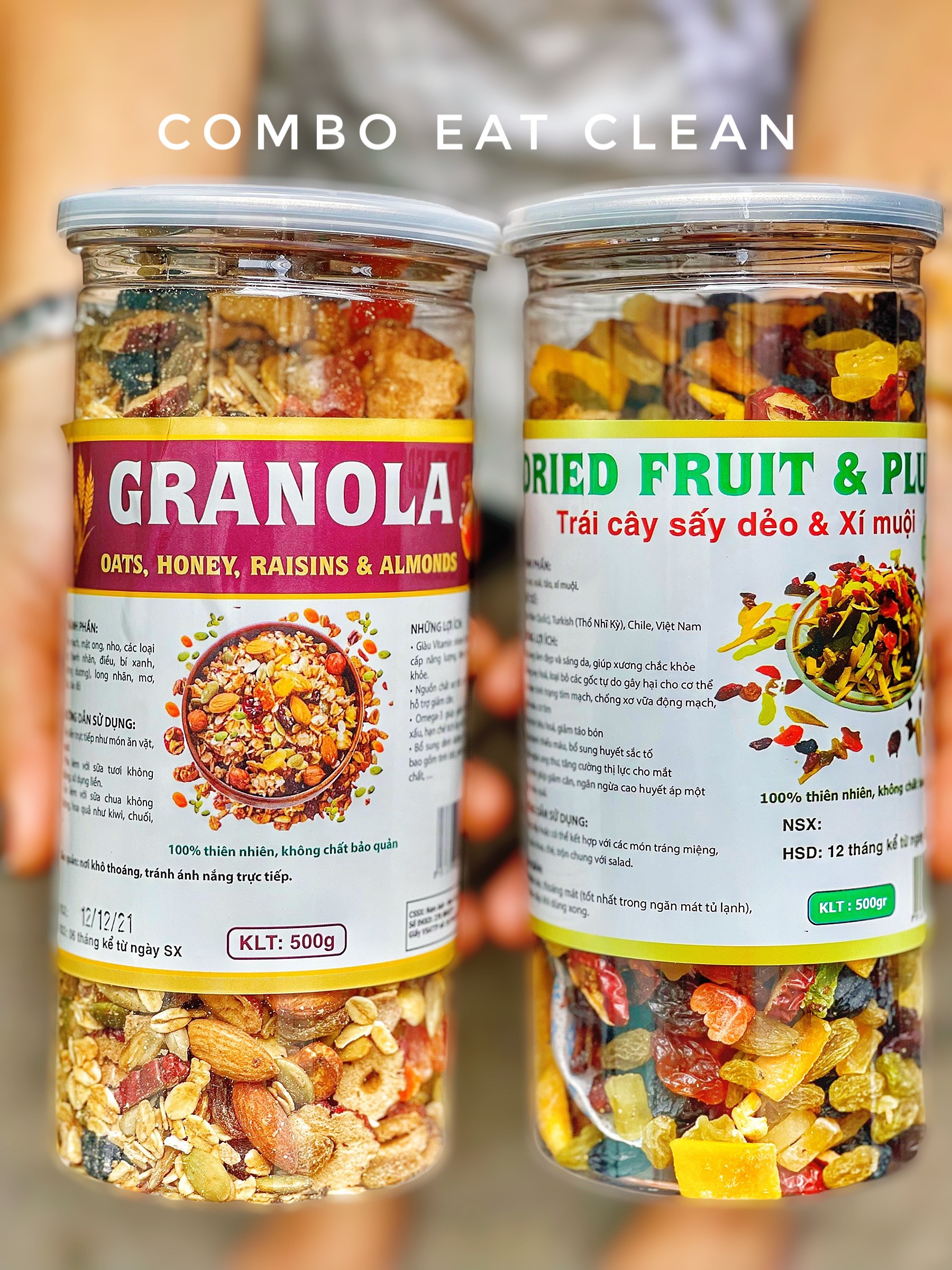 Combo ngũ cốc và trái cây sấy dẻo Combo Ngũ cốc GRANOLA và Trái cây sấy dẻo mix xí muội Tiện lợi