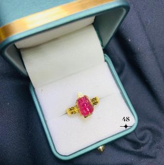 Nhẫn vàng tây mặt đá Ruby tự nhiên