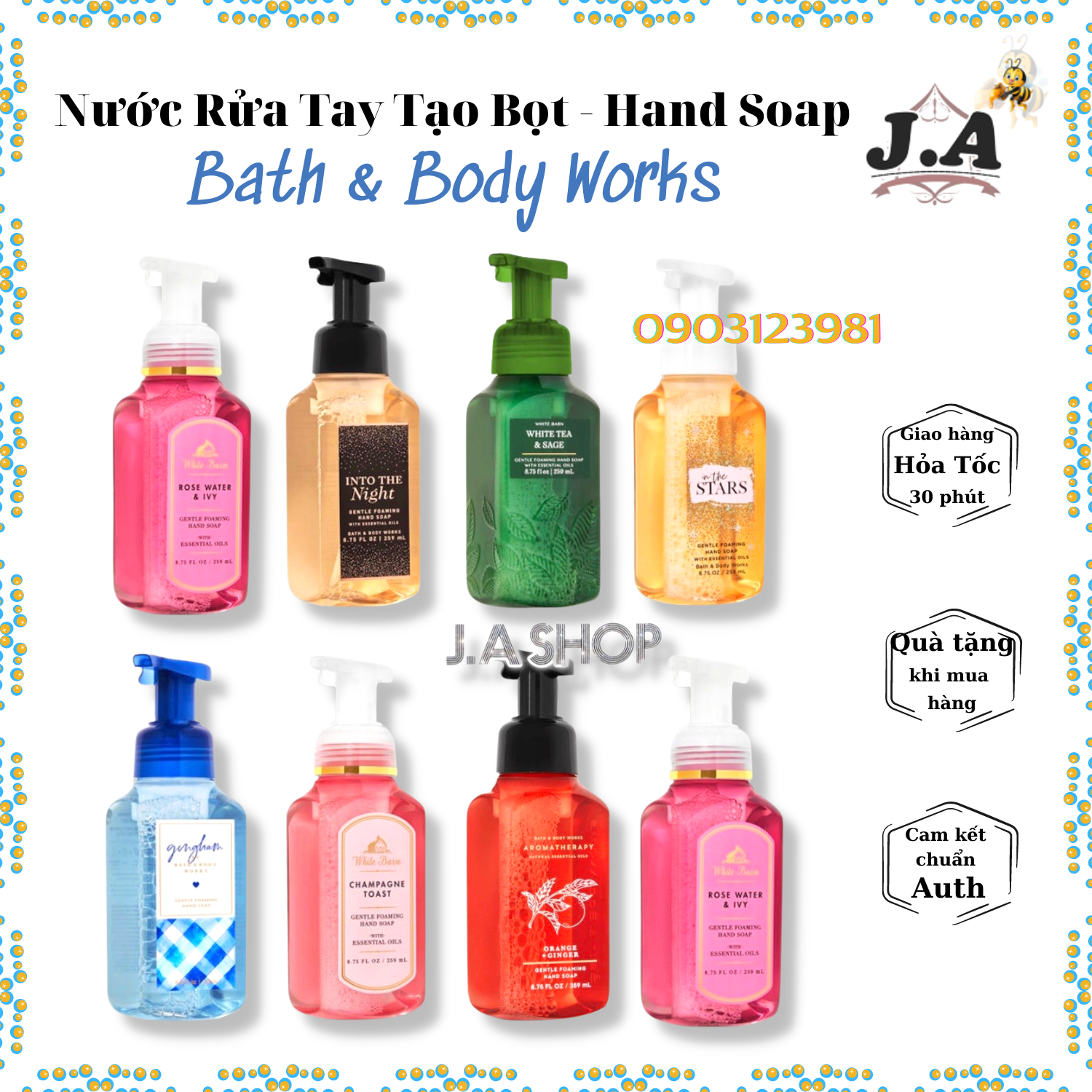 Nước rửa tay tạo bọt 259ml, xà phòng tạo bọt, hand soap chính hãng bill mỹ