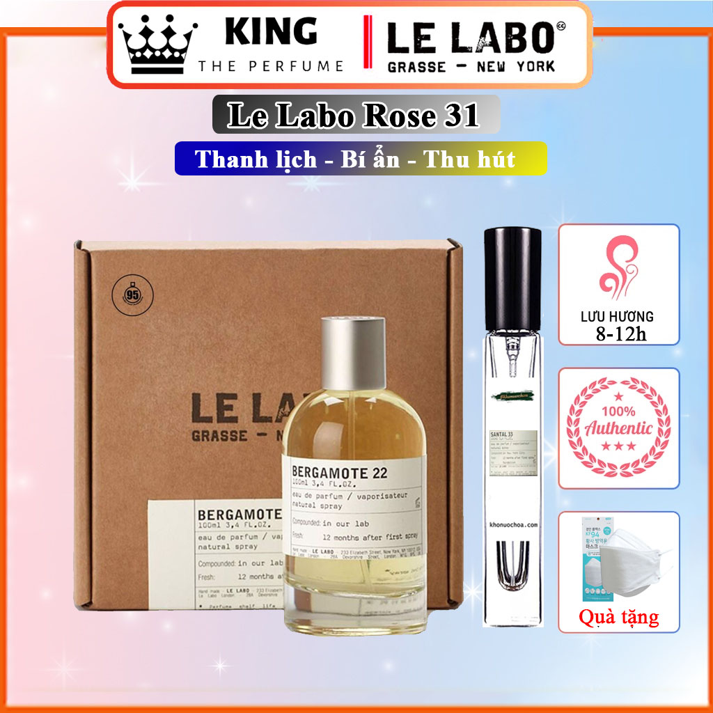 Nước Hoa Unisex Lelabo Rose 31, Nước hoa lelabo, Nước hoa Nam nữ, Nước hoa lưu hương lâu, Nước hoa chiết chai 5-10-20ml