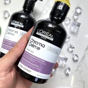 Dầu Gội Tím Khử Vàng Cực Mạnh Loreal Professionnel Giúp Màu Luôn Tươi Sáng Chroma Crème Purple 300ml