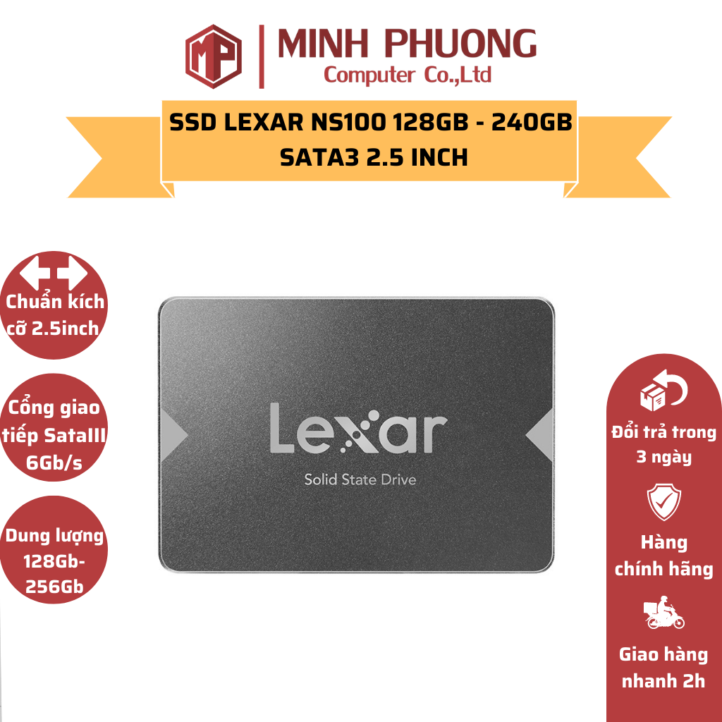 Lexar Ns100 Ssd Hard Drive 128Gb - 240Gb Sata3 2.5 Inch - Genuine Product Giá 1,099,000 Đồng*Miễn phí vận chuyển