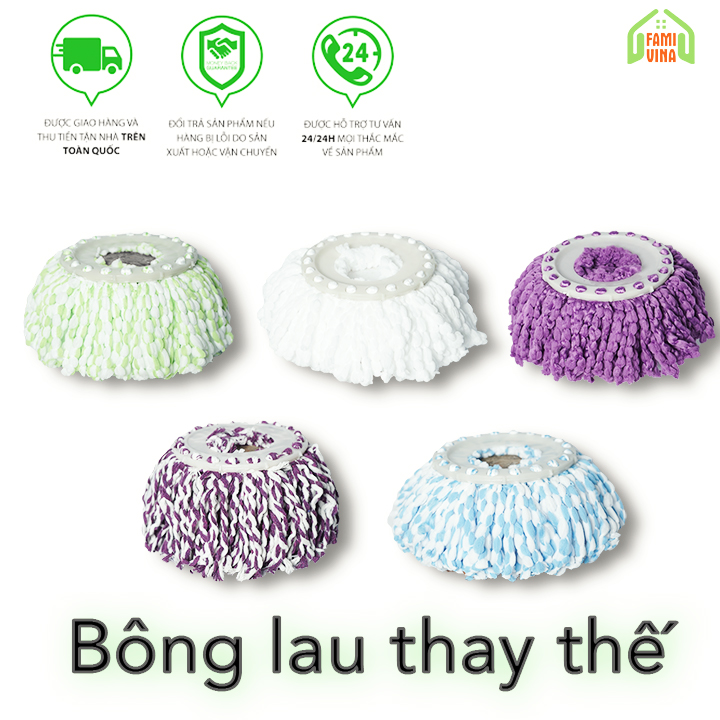 Bông lau nhà rời bông lau thay thế cho cây lau nhà 360 tự vắt loại dày sợi thấm hút tốt hiệu quả tiết kiệm chi phí