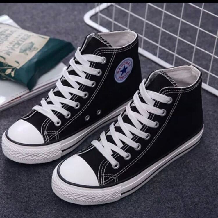 Giày cv cao cổ nam ,nữ đẹp y hình, giày cv đen trắng , giày sneaker cao cổ đen trắng
