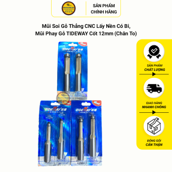 Mũi Soi Gỗ Thẳng CNC Lấy Nền, Mũi Phay Gỗ TIDEWAY Cốt To 12,7mm Có Bi Sử Dụng Cho Máy Phay, Máy Cắt Công Nghiệp CNC