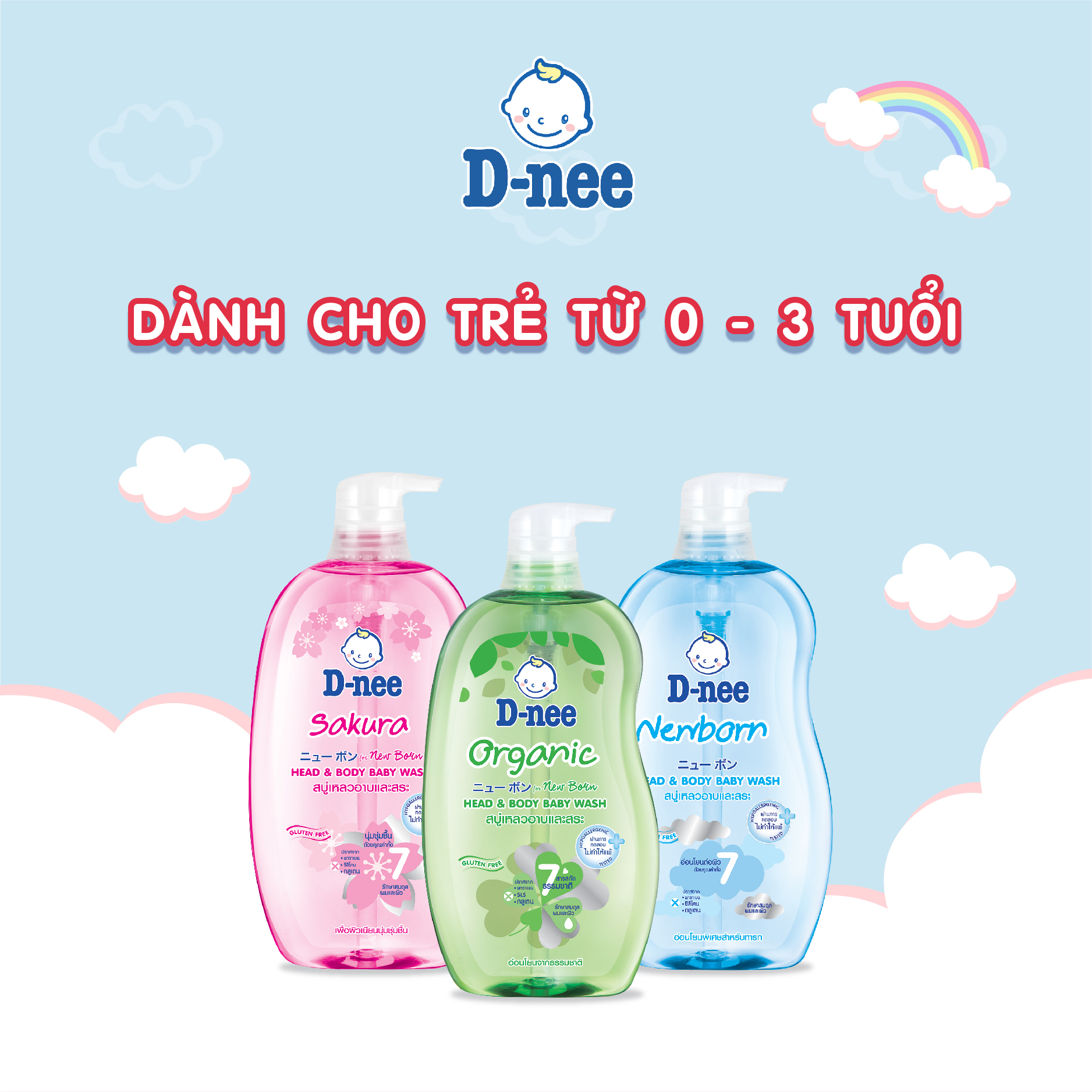 Sữa tắm gội toàn thân dnee cho bé chai 200/380/800ml - sữa tắm d-nee cho bé