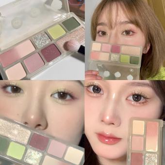 TOOT DODO Bảng Phấn Mắt Hình Xương Rồng Mờ Lấp Lánh 8 Màu Bảng Màu Trang Điểm Màu Hồng Và Xanh Lá Lâu Trôi