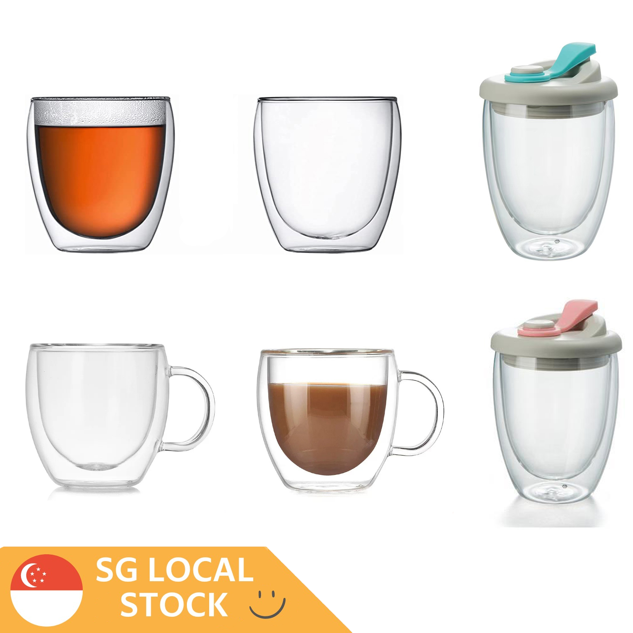 Double Wall Walled Insulated Glass Water Cups Mugs for Coffee Tea 80ML to  650ML
