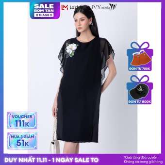 Đầm suông tay liền đính hoa sang trọng IVY moda MS 48M6750