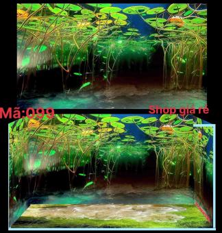 Tranh 3D Dán Hồ Cá Tranh Dán Bể Cá  Decal Mẫu Thủy Sinh Tặng Tem Cảnh Báo Mặt Chính Mặt Đáy