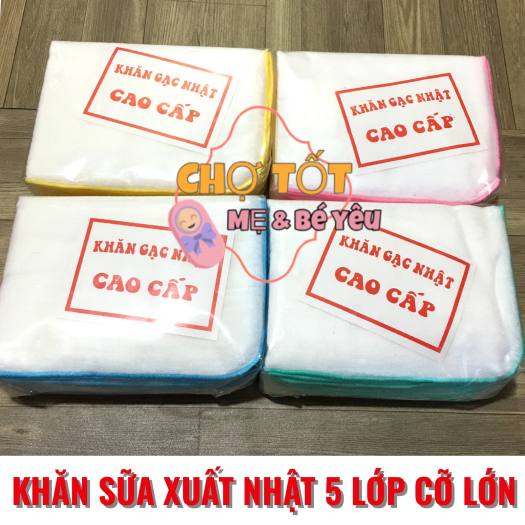 10 Khăn Sữa Cho Bé 5 Lớp Khăn Xô Sữa Khăn Gạc Nhật Cao Cấp Cỡ Lớn (khăn sữa cho bé loại dầy đẹp mềm mịn thấm nước)