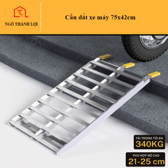 Cầu dắt xe máy (Dốc lên xe) hợp kim nhôm 75x42cm cho thềm nhà từ 21-25cm