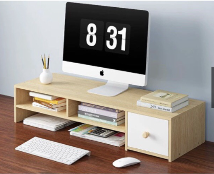 Kệ màn hình máy tính kệ gỗ để bàn làm việc kèm ngăn kéo giá sách gỗ MDF giá đựng laptop có ngăn tủ, Kệ Để Bàn, Kệ Tài Liệu Để Bàn, Kệ Gỗ, Kệ Để Màn Hình Máy Tính Ngăn Kéo Nhỏ
