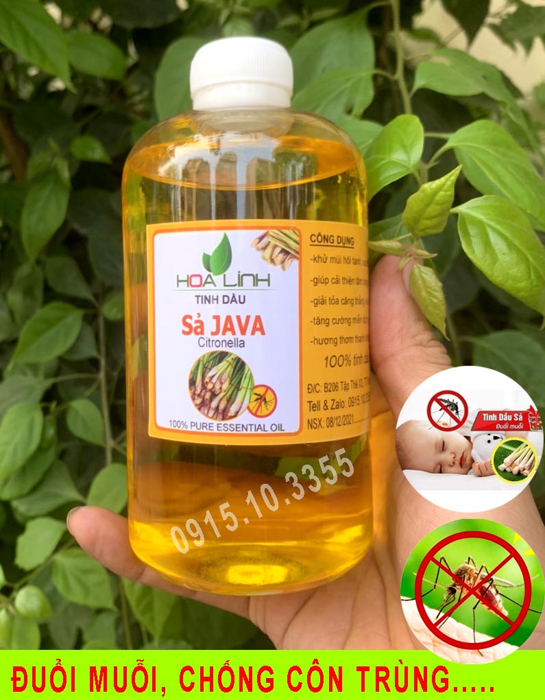 Tinh dầu sả java hoalinh 100% nguyên chất xông phòng, đuổi muỗi , phòng chống sốt xuất huyết