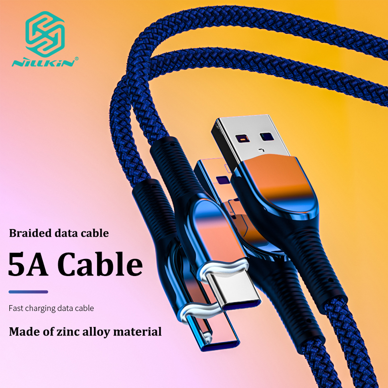 Nillkin dây usb type c chính hãng cáp truyền dữ liệu sạc nhanh bện nylon 5a cho iphone xiaomi poco x4 pro cáp sạc cho samsung galaxy a52 redmi note 11s cáp type c / micro / lightning