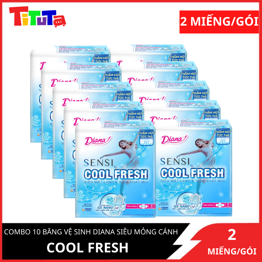 Combo 10 Gói Băng Vệ Sinh Diana Cool Fresh 2miếng/gói