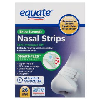 Dán Mũi Chống Ngáy Equate Extra Strength Tan Nasal Strips 26 Miếng (Dán trong)
