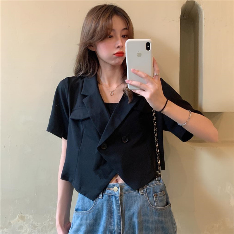 Áo Khoác Nữ Cao Cấp Tay Lỡ Dáng Croptop Cổ Vest Phong Cách Trẻ Trung Thời Trang Sugal AO KHOAC NU 001V3