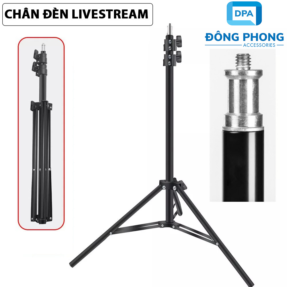 Chân đèn livestream, studio, đèn flash hỗ trợ quay phim, chụp ảnh cao 210cm