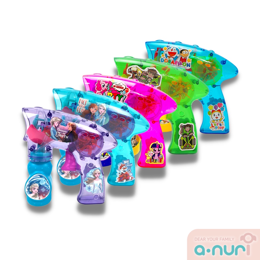 Disney Bubble Gun ปืนเป่าฟองใส ลิขสิทธิ์แท้ (ไม่ต้องใส่ถ่าน) มีไฟ โดราเอมอน โพนี่ เบนเทน โฟรเซ่น ราคา 99 บาท*ส่งฟรี