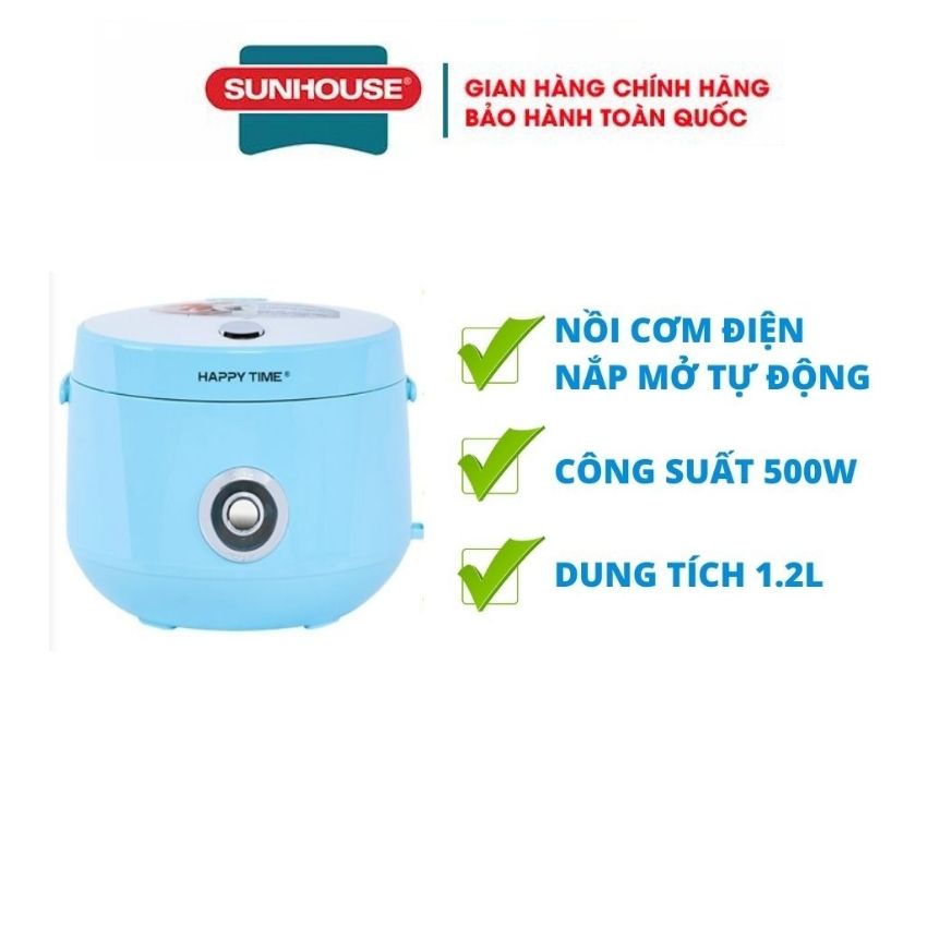 Nồi cơm điện 1.2L Happytime SUNHOUSE lòng nồi chống dính siêu bền giữ nhiệt tốt nấu cơm nhanh
