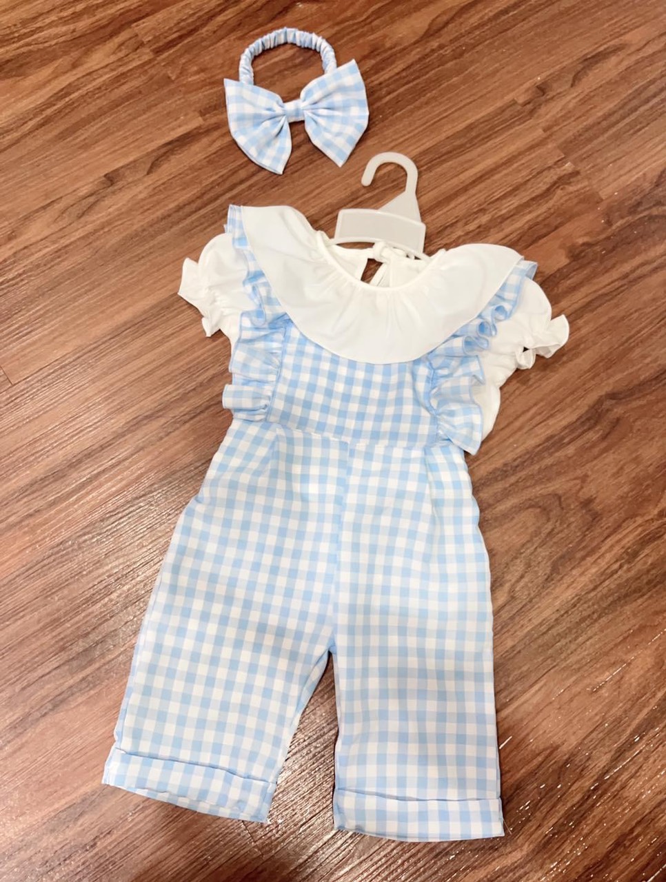 Set thiết kế bộ đồ bay bé gái 3 chi tiết caro 8-23kg Angel Baby Thời Trang Thiết Kế